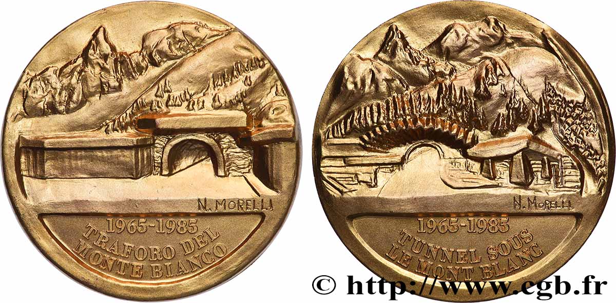 ITALY Médaille, Tunnel sous le Mont Blanc AU