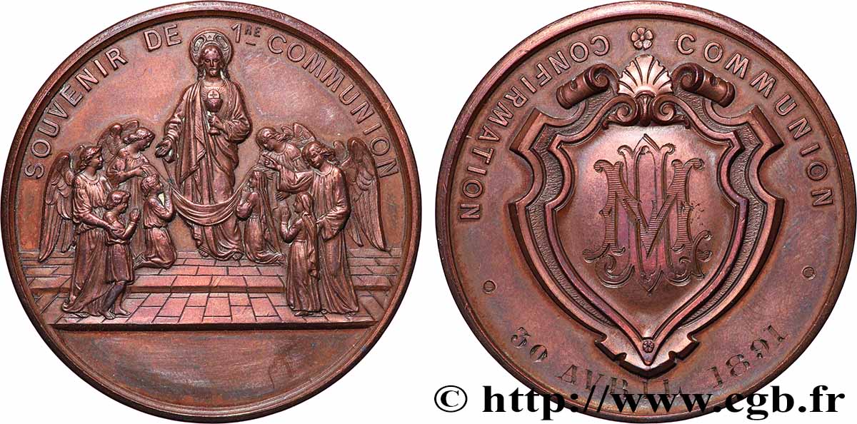 TERZA REPUBBLICA FRANCESE Médaille de Baptême, Communion et Confirmation q.SPL