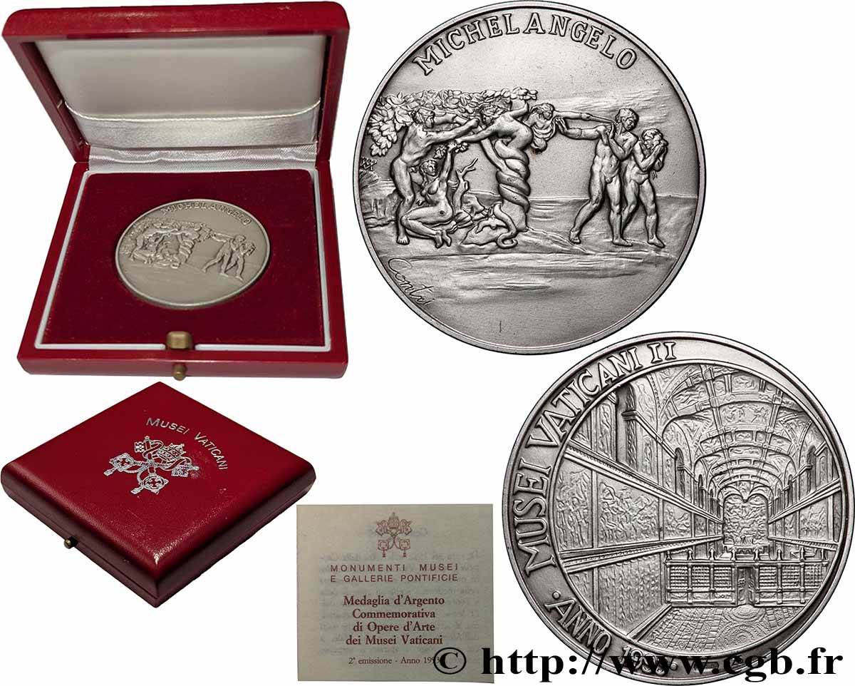 VATIKANSTAAT UND KIRCHENSTAAT Médaille, Michel Ange et le Musée du Vatican VZ