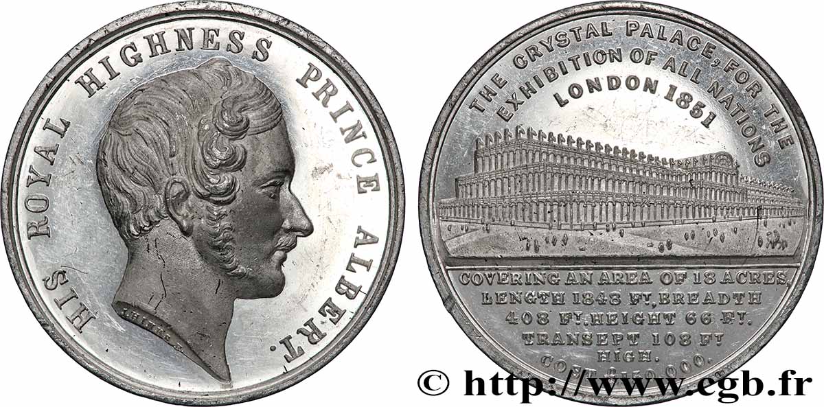 GRANDE BRETAGNE - VICTORIA Médaille du Crystal Palace - Prince Albert TTB+