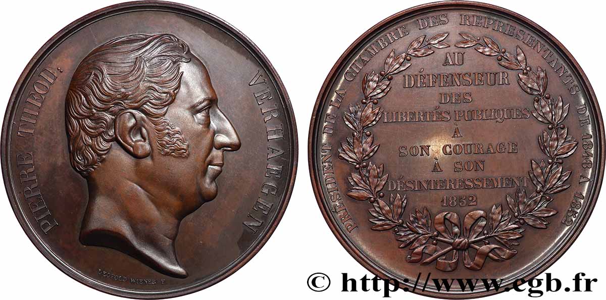 BELGIQUE - ROYAUME DE BELGIQUE - LÉOPOLD Ier Médaille de Pierre-Théodore Verhaegen AU