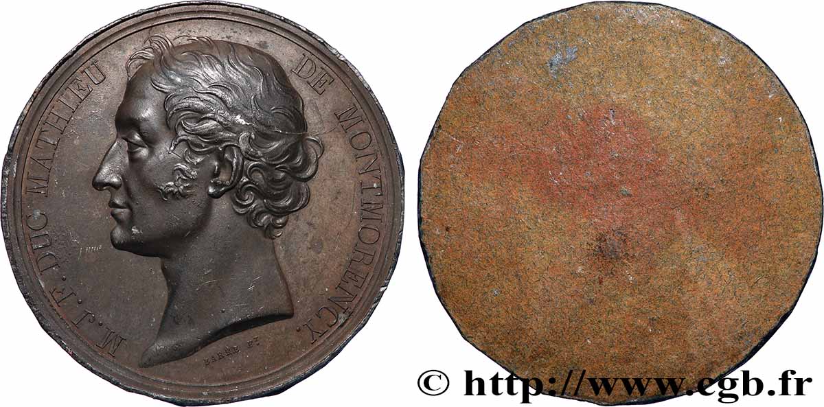 CHARLES X Médaille, Mathieu Jean Félicité, duc de Montmorency-Laval, uniface TTB+
