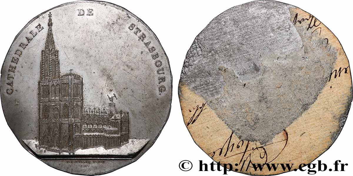 LOUIS XVIII Médaille, Cathédrale de Strasbourg, tirage uniface AU