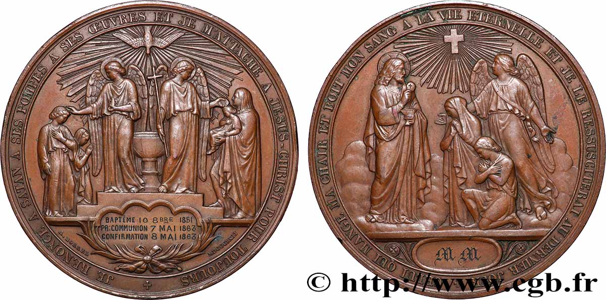 MÉDAILLES RELIGIEUSES Médaille de baptême, communion et confirmation BB