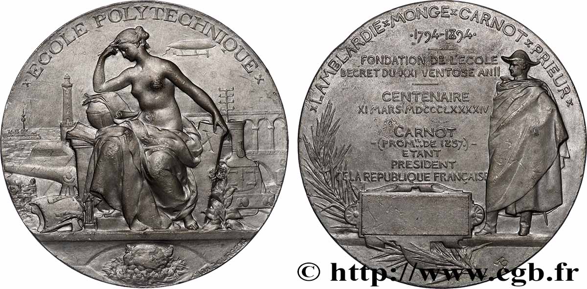 III REPUBLIC Médaille, Ecole polytechnique, Centenaire de sa fondation XF