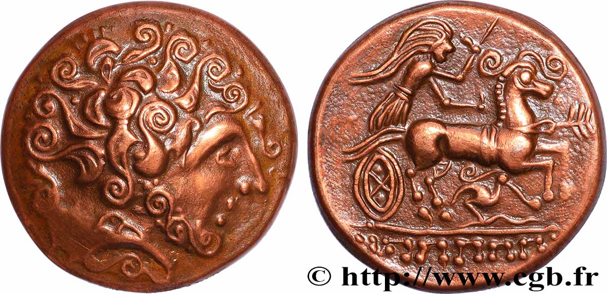 GALLIA BELGICA - AMBIANI (Regione di Amiens) Médaille, Reproduction d’un statère, type à la tête barbue et à la cigogne, n°155 SPL