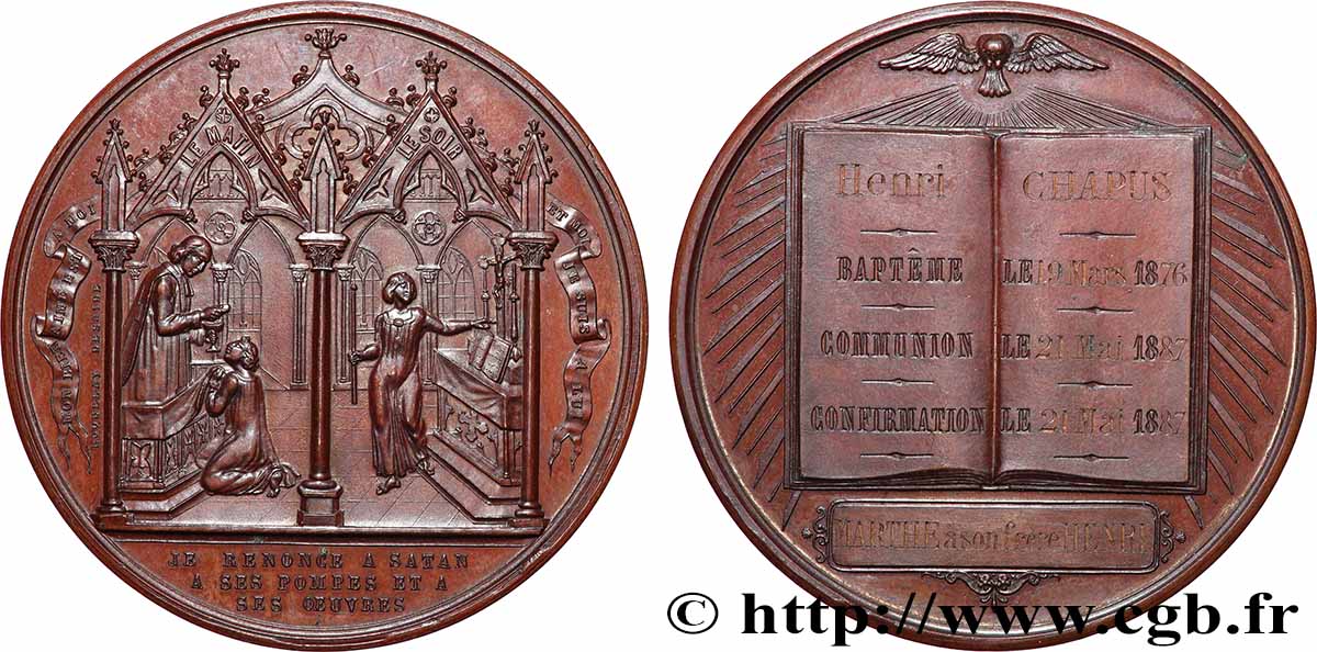 MÉDAILLES RELIGIEUSES Médaille de Baptême, Communion et Confirmation SUP