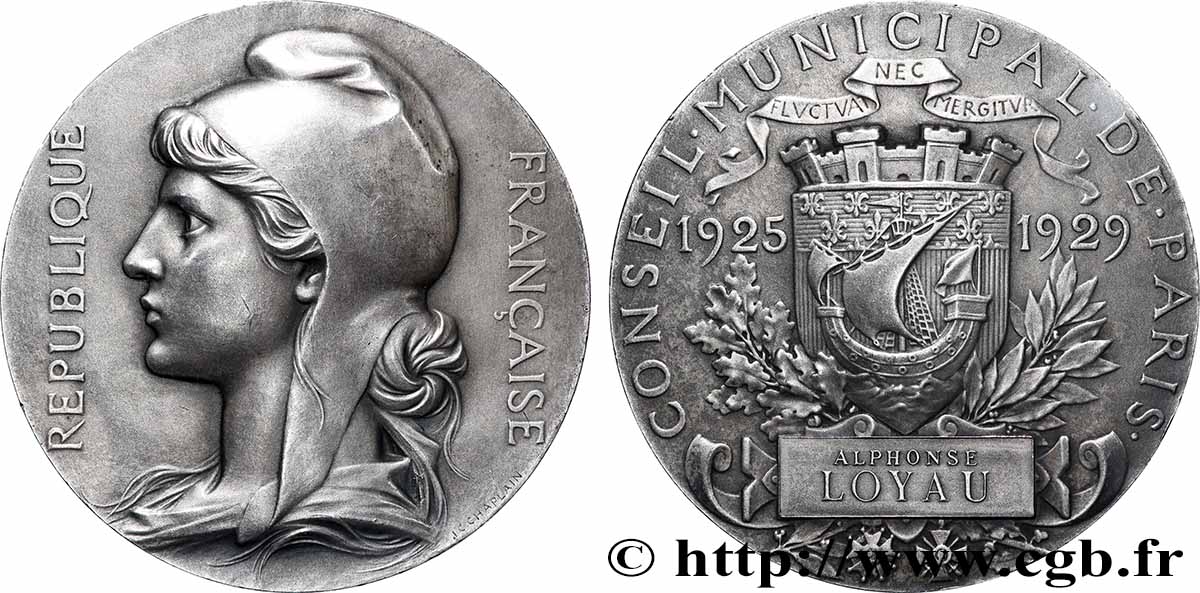 III REPUBLIC Médaille, Conseil municipal de Paris AU