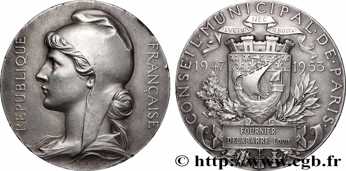 CUARTA REPUBLICA FRANCESA Médaille, Conseil municipal de Paris MBC+
