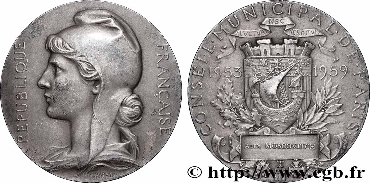 QUATRIÈME RÉPUBLIQUE Médaille, Conseil municipal de Paris TTB+
