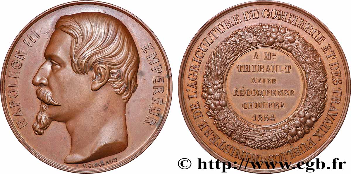 SECONDO IMPERO FRANCESE Médaille, Récompense choléra q.SPL