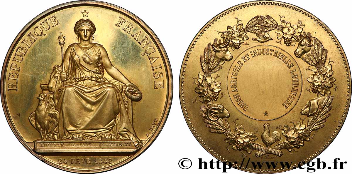 TROISIÈME RÉPUBLIQUE Médaille, Union agricole et industrielle Loudunoise SUP+