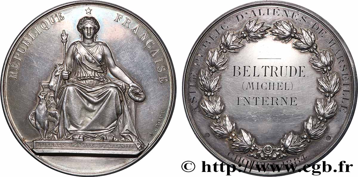 TROISIÈME RÉPUBLIQUE Médaille, Choléra, Asile public d’aliénés de Marseille SUP