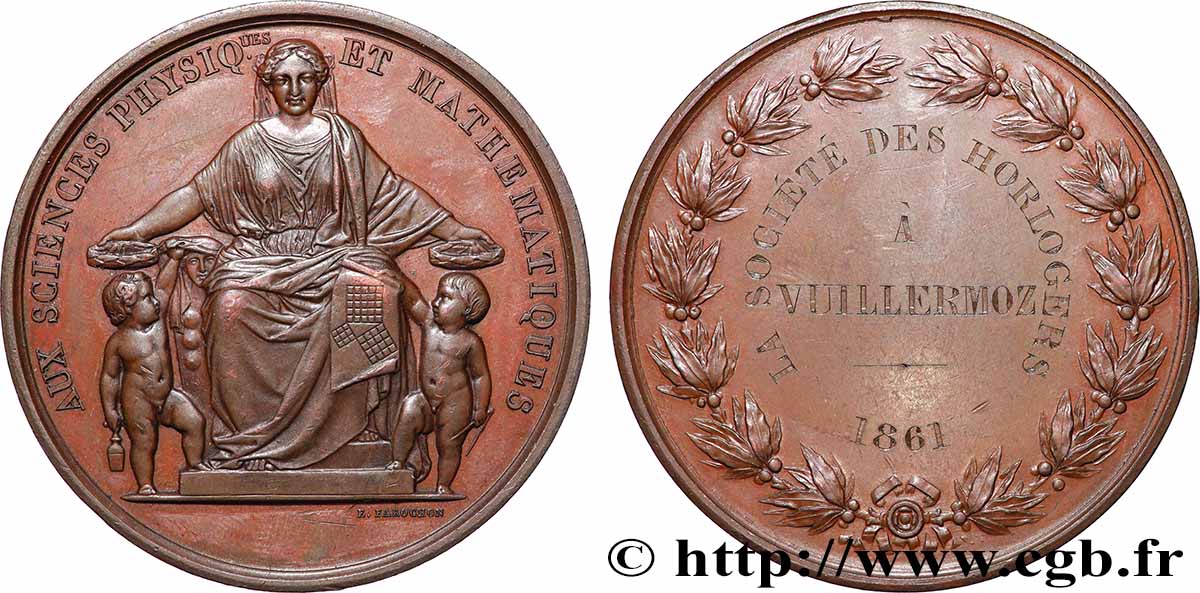 SECOND EMPIRE Médaille, Société des horlogers TTB+