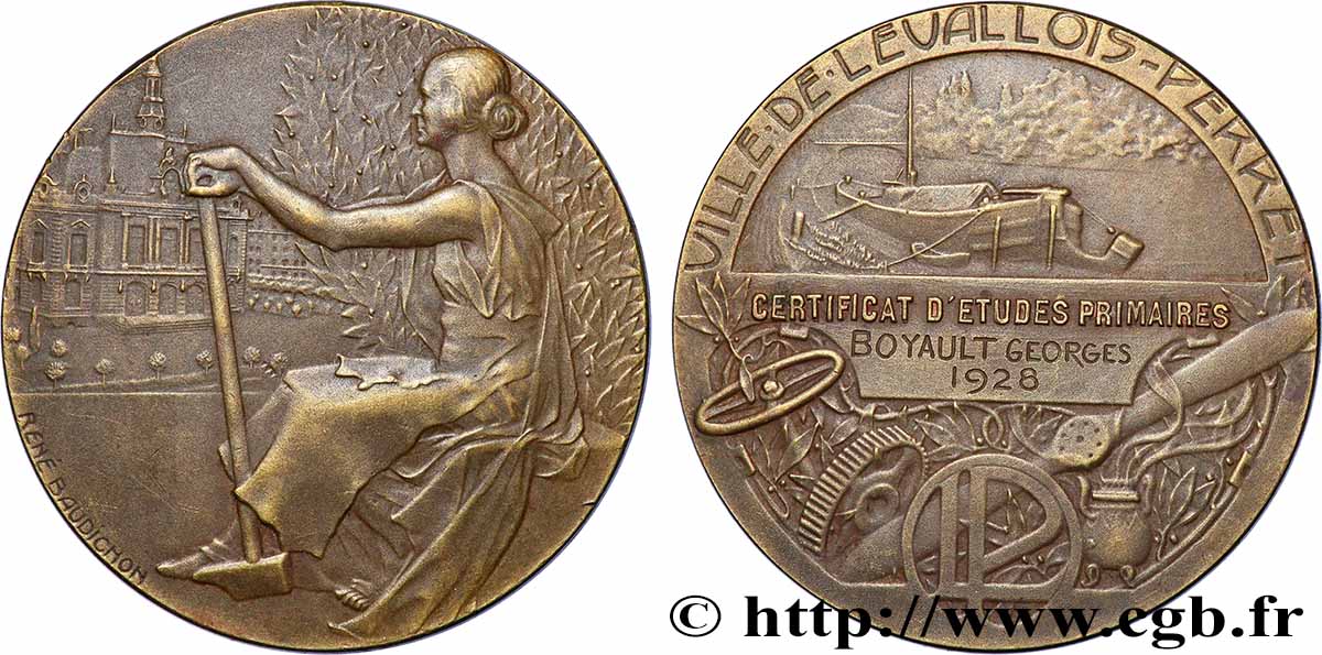 III REPUBLIC Médaille, Certificat d’études primaires AU