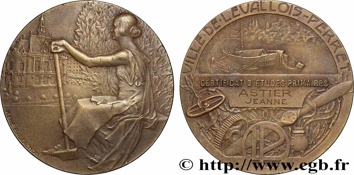 III REPUBLIC Médaille, Certificat d’études primaires AU
