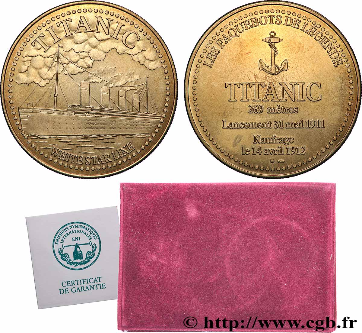 MER ET MARINE : PAQUEBOTS, NAVIRES, BATEAUX Médaille, Titanic, paquebot de légende TTB+