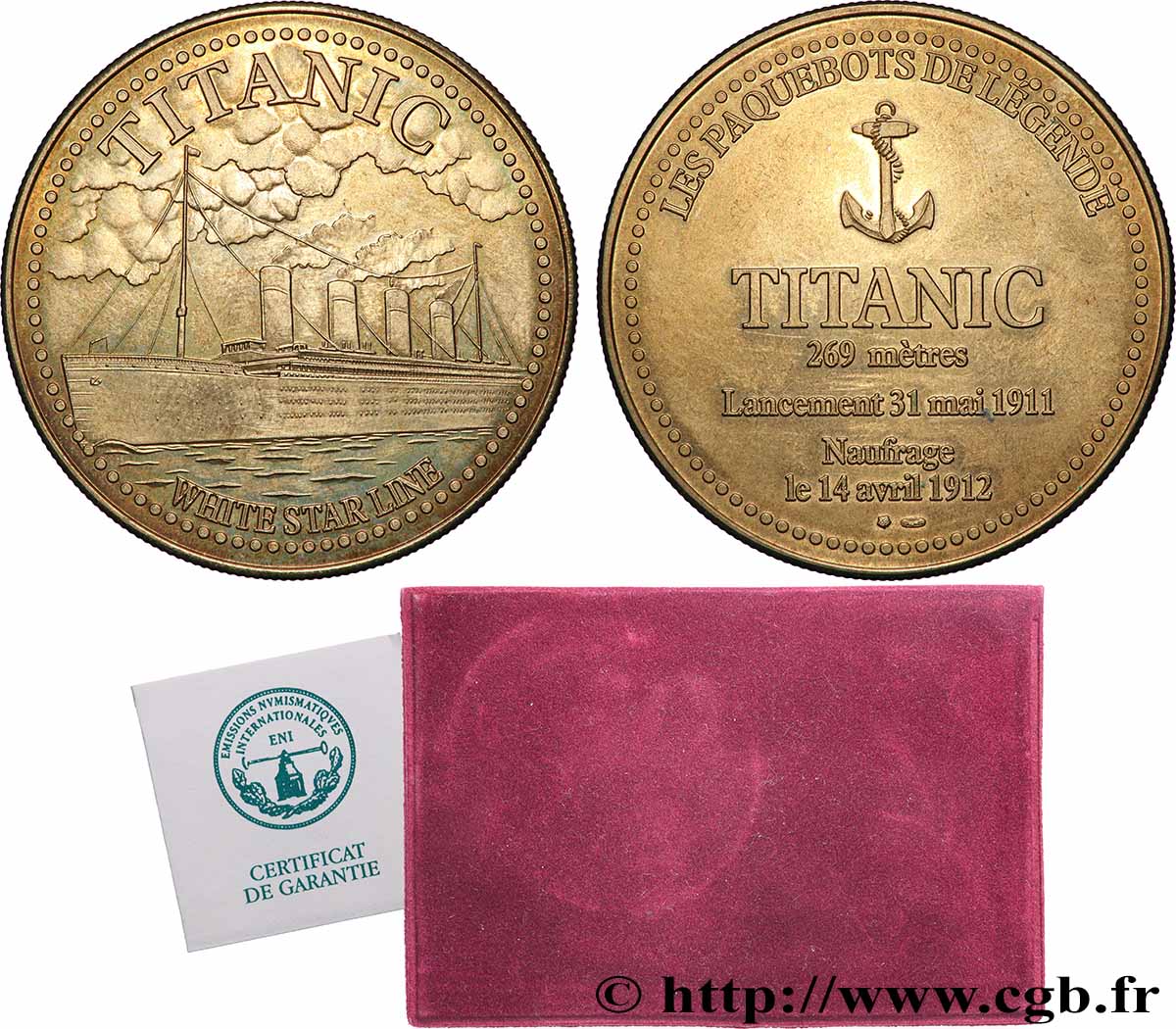 MER ET MARINE : PAQUEBOTS, NAVIRES, BATEAUX Médaille, Titanic, paquebot de légende TTB+
