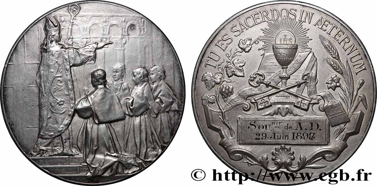 TROISIÈME RÉPUBLIQUE Médaille, Sacerdoce, Souvenir TTB+/SUP