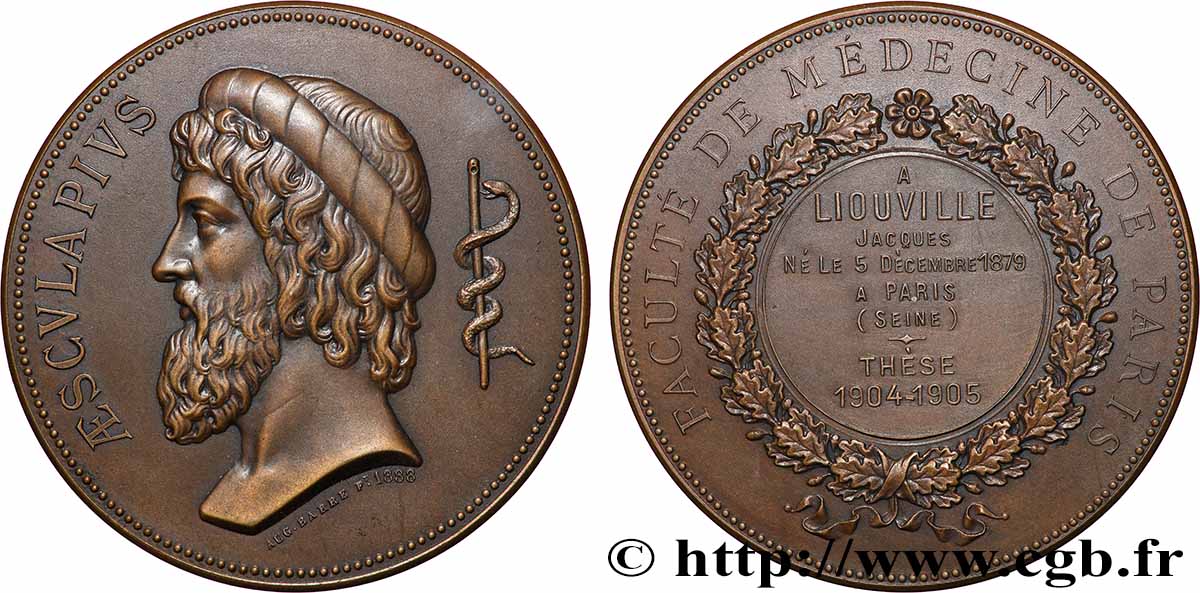 FACULTÉ DE MÉDECINE DE PARIS Médaille, Thèse de médecine AU