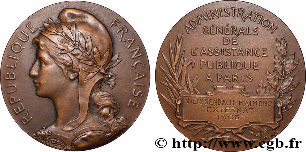 DRITTE FRANZOSISCHE REPUBLIK Médaille, Administration générale de l’assistance publique VZ