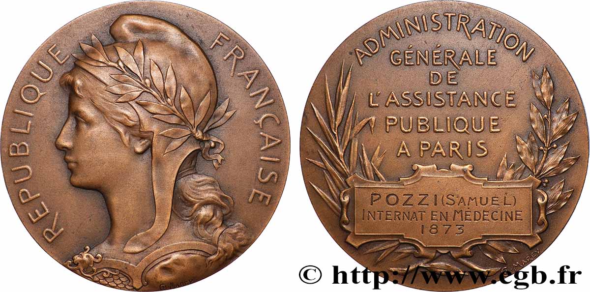 III REPUBLIC Médaille, Administration générale de l’assistance publique AU