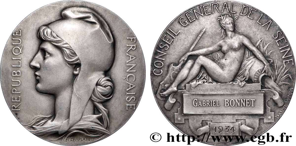 TROISIÈME RÉPUBLIQUE Médaille, Conseil général de la Seine SUP