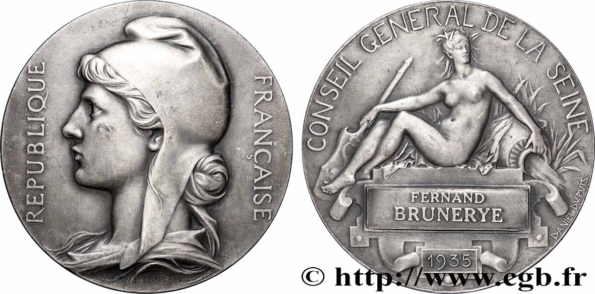 TROISIÈME RÉPUBLIQUE Médaille, Conseil général de la Seine SUP