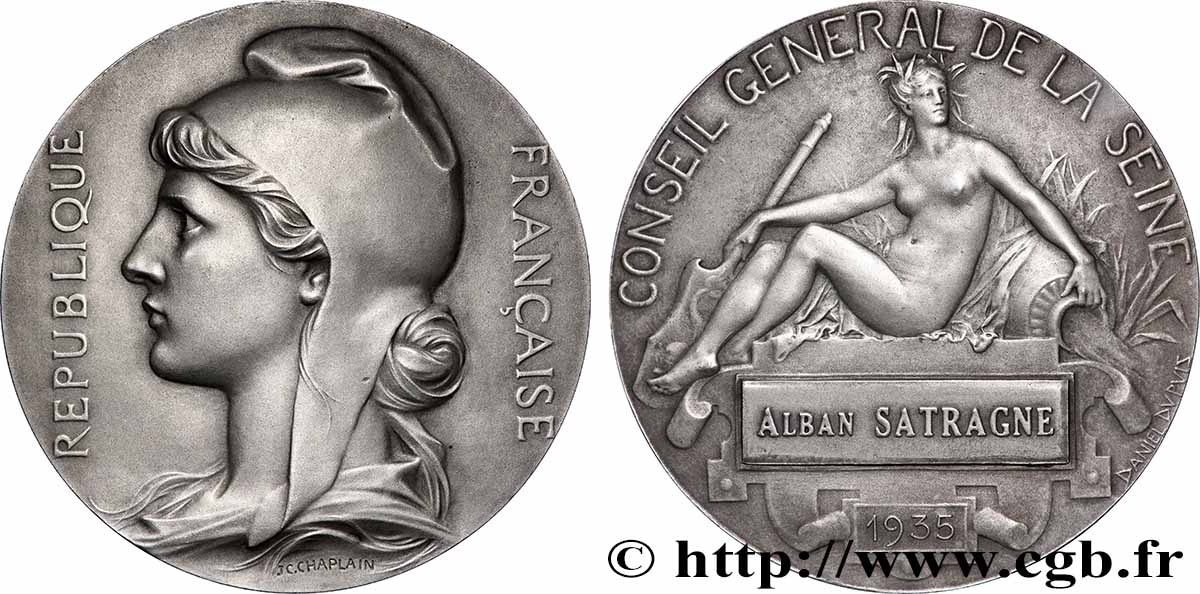 TROISIÈME RÉPUBLIQUE Médaille, Conseil général de la Seine SUP