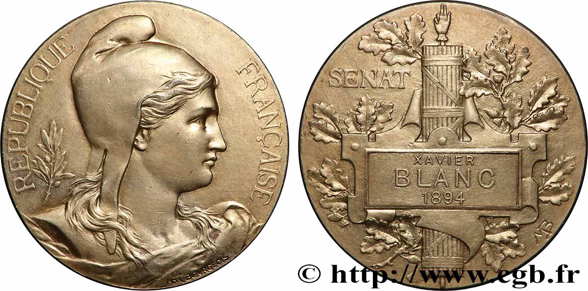 TERCERA REPUBLICA FRANCESA Médaille, Sénat, Xavier Blanc MBC+