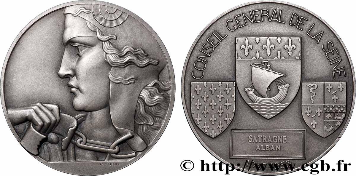 VIERTE FRANZOSISCHE REPUBLIK Médaille, Conseil général de la Seine VZ
