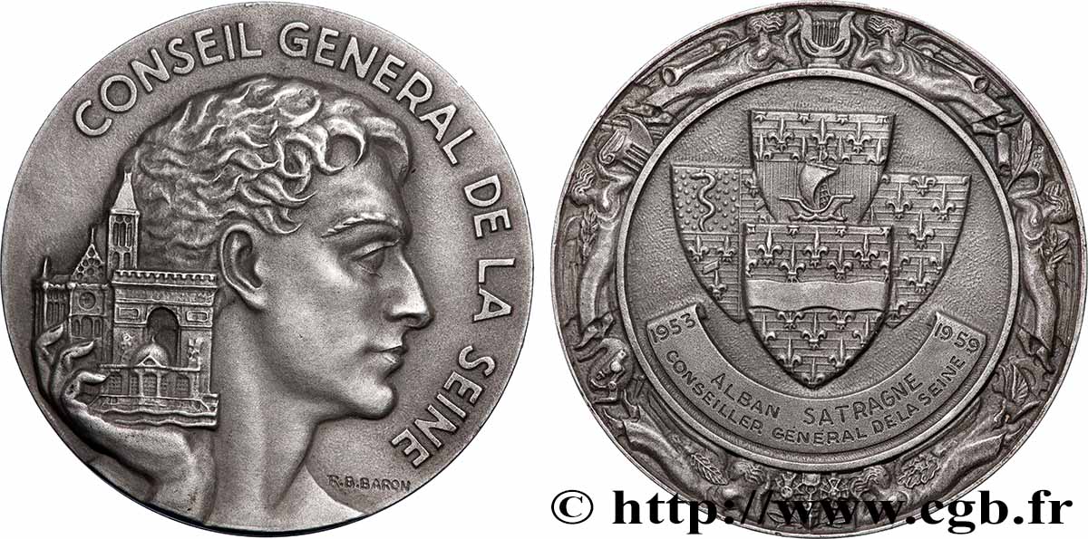CUARTA REPUBLICA FRANCESA Médaille, Conseil général de la Seine EBC