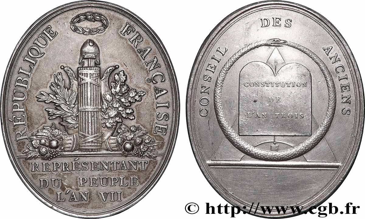 DIRECTOIRE Médaille, Conseil des Anciens, refrappe TTB