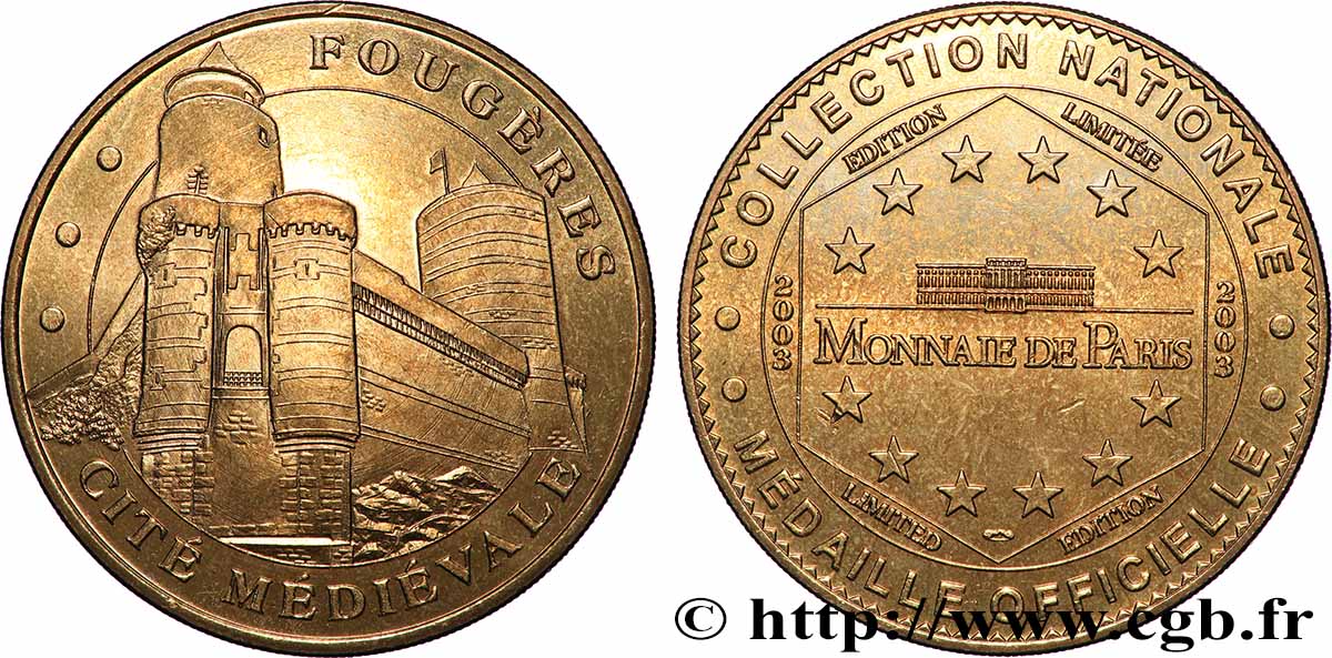 MÉDAILLES TOURISTIQUES Médaille touristique, Cité médievale de Fougères TTB+