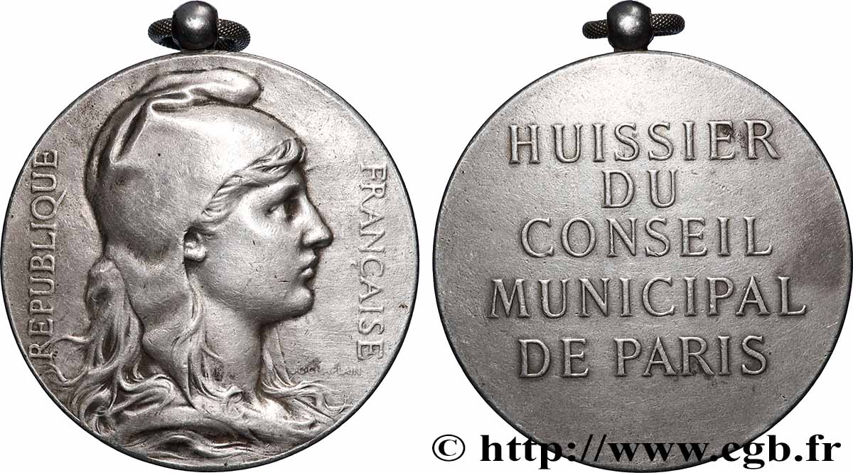 TROISIÈME RÉPUBLIQUE Médaille, Huissier du Conseil Municipal de Paris TTB