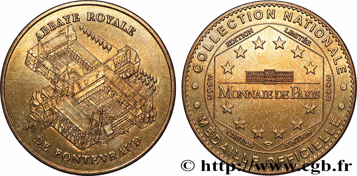 MÉDAILLES TOURISTIQUES Médaille, Abbaye royale de Fontevraud TTB+