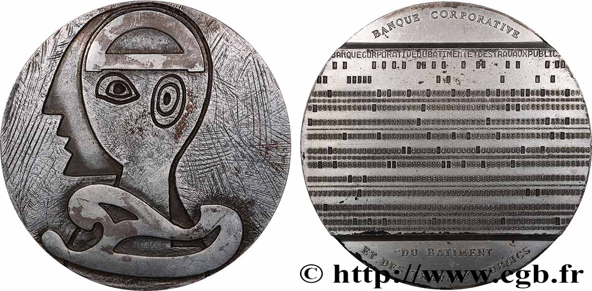 ART, PEINTURE ET SCULPTURE Médaille Le poulpe par Roger Bezombes, Banque corporative du bâtiment et des travaux publics TTB+