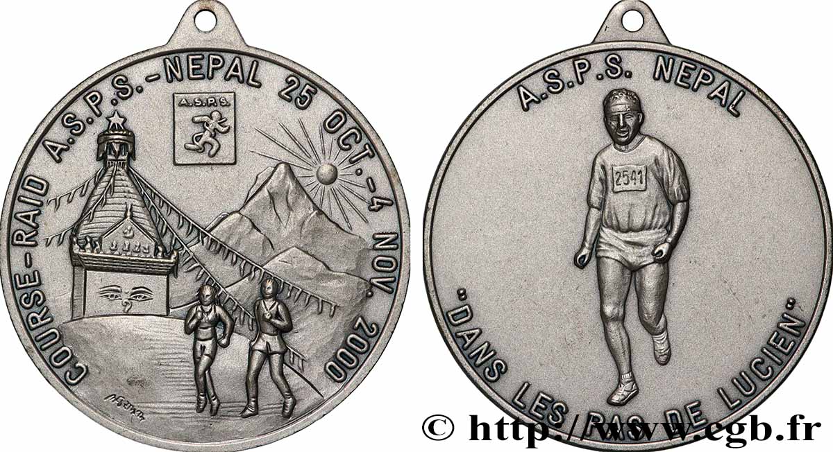 CINQUIÈME RÉPUBLIQUE Médaille, Course Raid Nepal TTB+