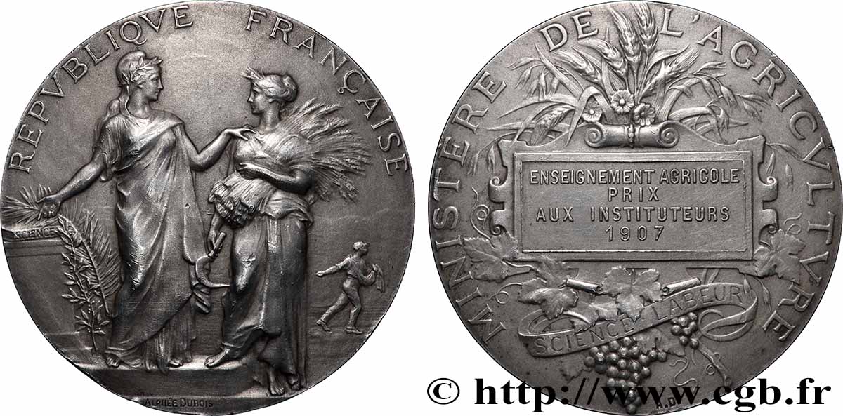 TERCERA REPUBLICA FRANCESA Médaille, Enseignement agricole MBC+