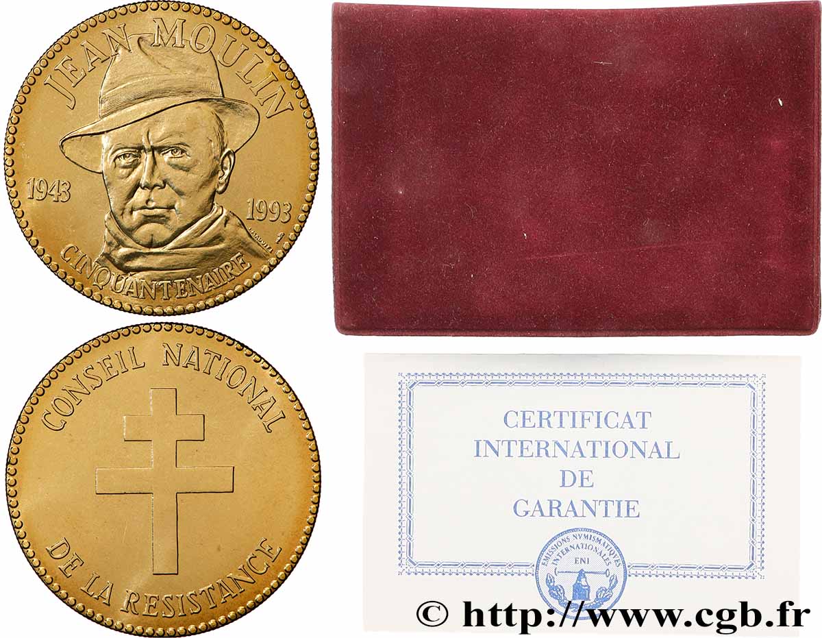 PERSONNAGES CÉLÈBRES Médaille, Jean Moulin, Conseil national de la résistance AU
