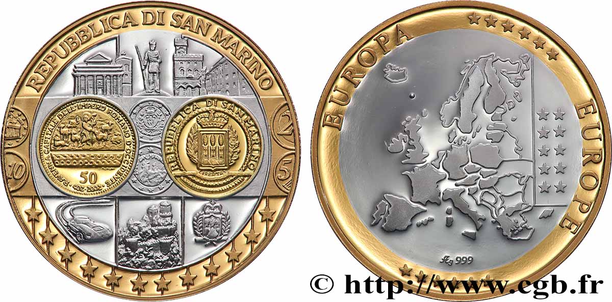 CINQUIÈME RÉPUBLIQUE Médaille, Europe, République de Saint-Marin SUP