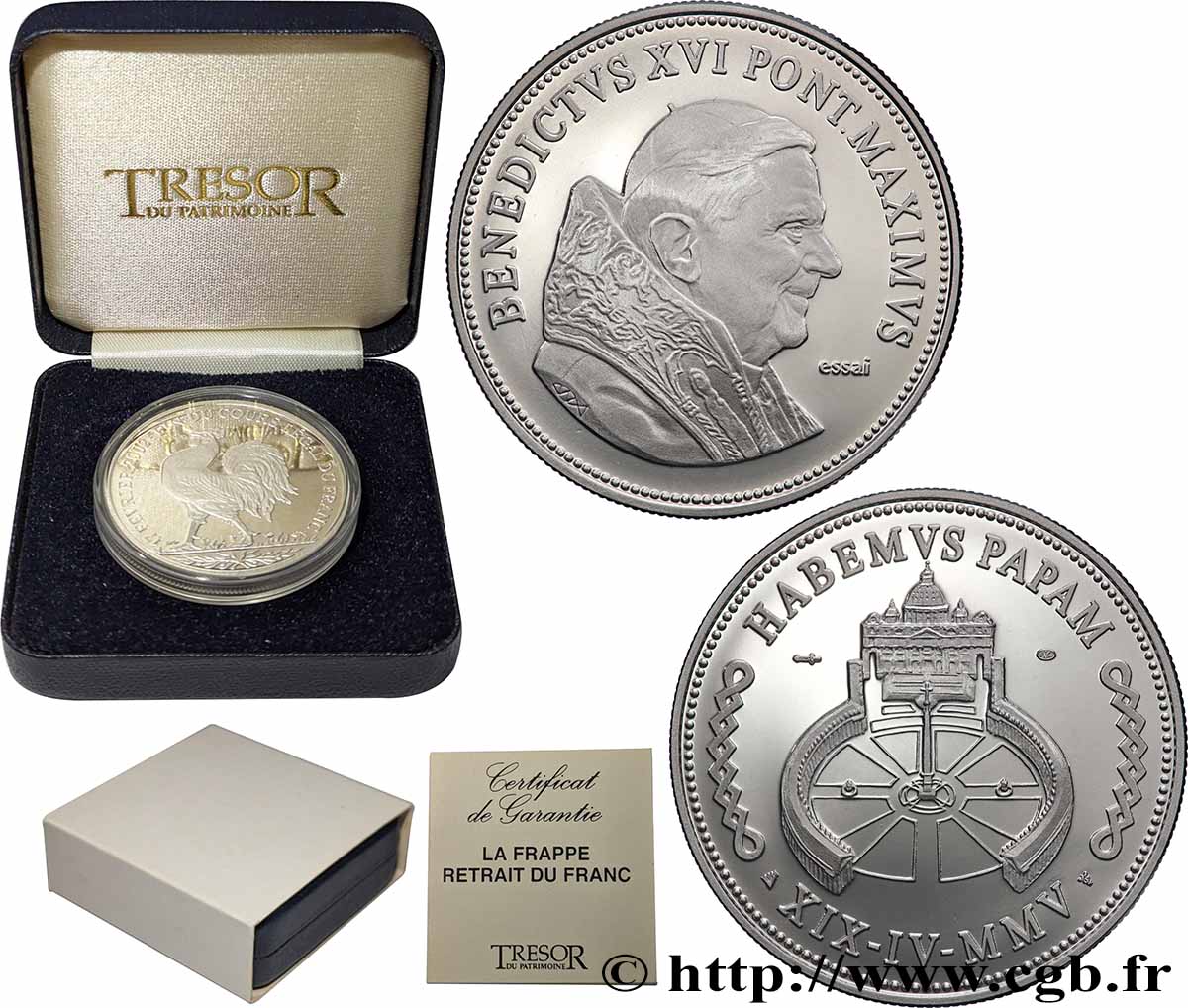 VATICAN ET ÉTATS PONTIFICAUX Médaille, Benoît XVI, Essai, Habemus papam BE