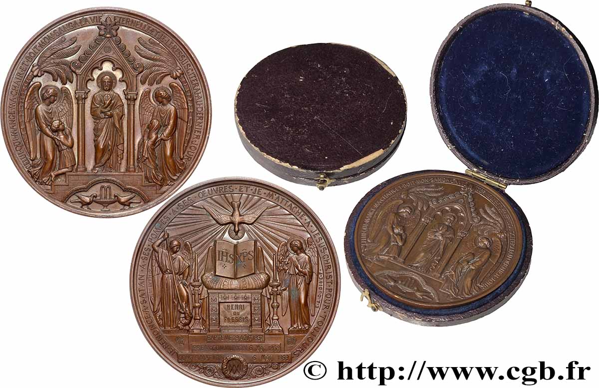 SECOND EMPIRE Médaille de Baptême, Communion et Confirmation TTB+