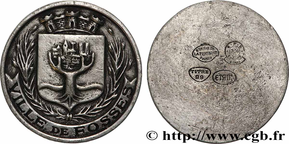 VILLES ET MAIRIES Médaille, Ville de Fosses XF
