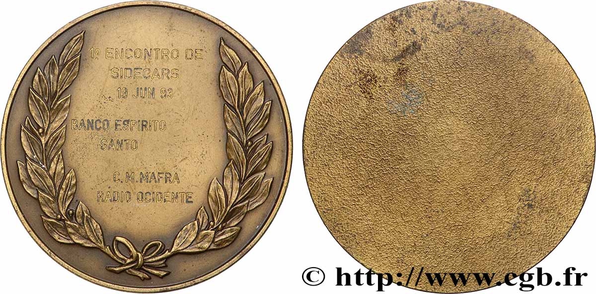 PORTUGAL Médaille, 1e Réunion Sidecar, Banque Espírito Santo TTB