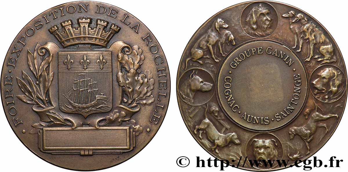SOCIÉTÉ CANINE - CHIENS ET CONCOURS Médaille, Foire, Exposition de la Rochelle TTB+