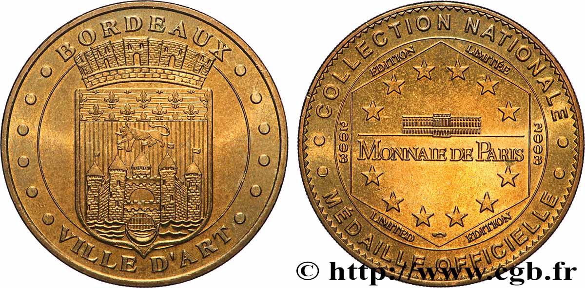 MÉDAILLES TOURISTIQUES Médaille touristique, Bordeaux, Ville d’art SUP