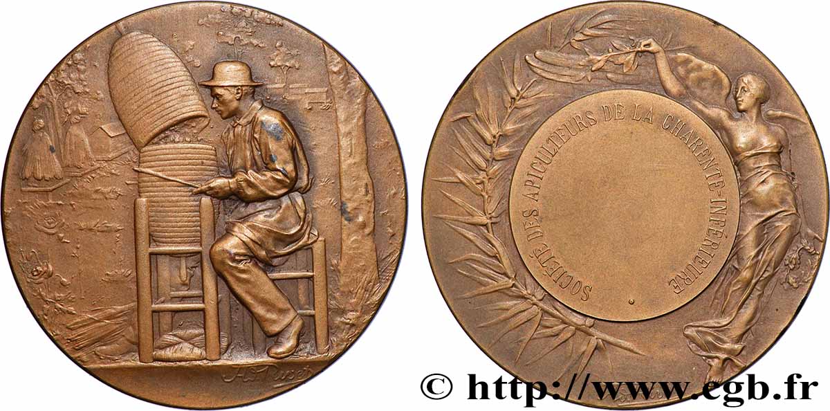 SOCIÉTÉS D&nbsp;AGRICULTURE, HORTICULTURE, PÈCHE ET CHASSE Médaille, Société des apiculteurs de la Charente-Inférieure AU