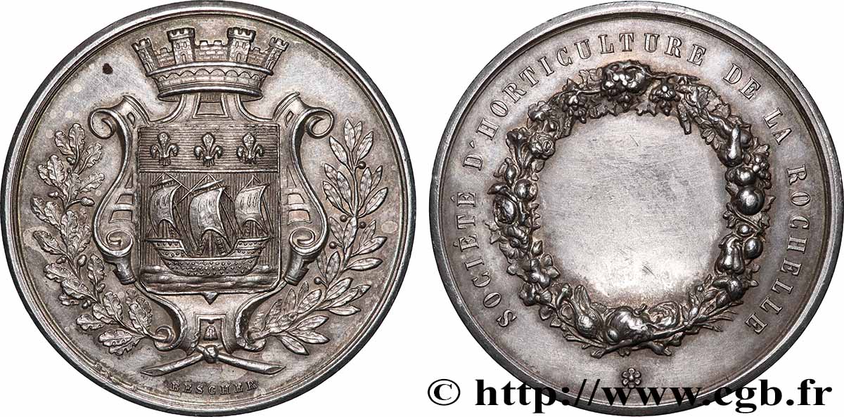 SOCIÉTÉS D&nbsp;AGRICULTURE, HORTICULTURE, PÊCHE ET CHASSE Médaille, Société d’horticulture TTB+