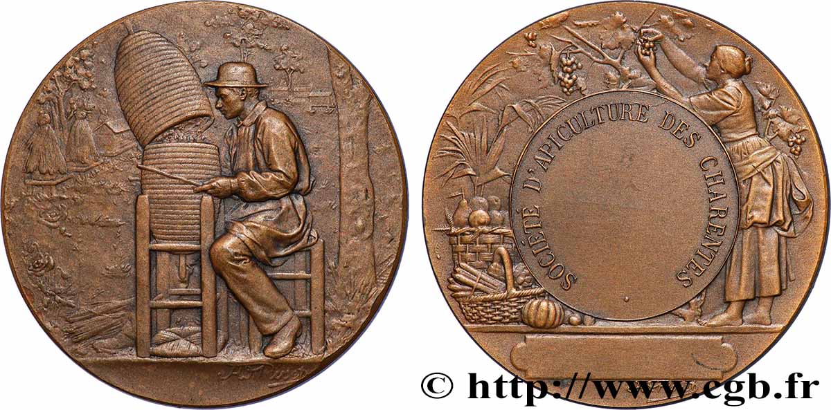 SOCIÉTÉS D&nbsp;AGRICULTURE, HORTICULTURE, PÊCHE ET CHASSE Médaille, Société d’apiculture des Charentes SUP